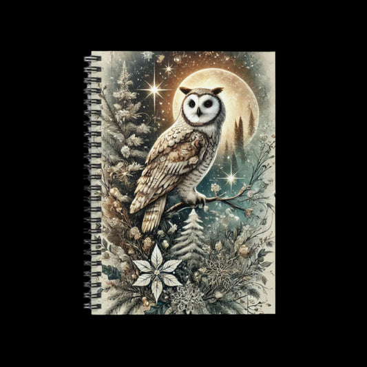 Mystical Owl Yule Spiral Notebook