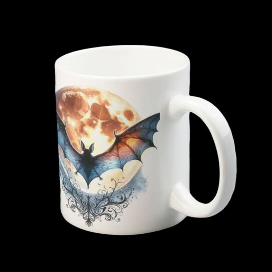 Mystical Moonlit Bat Ceramic Mug - 11oz