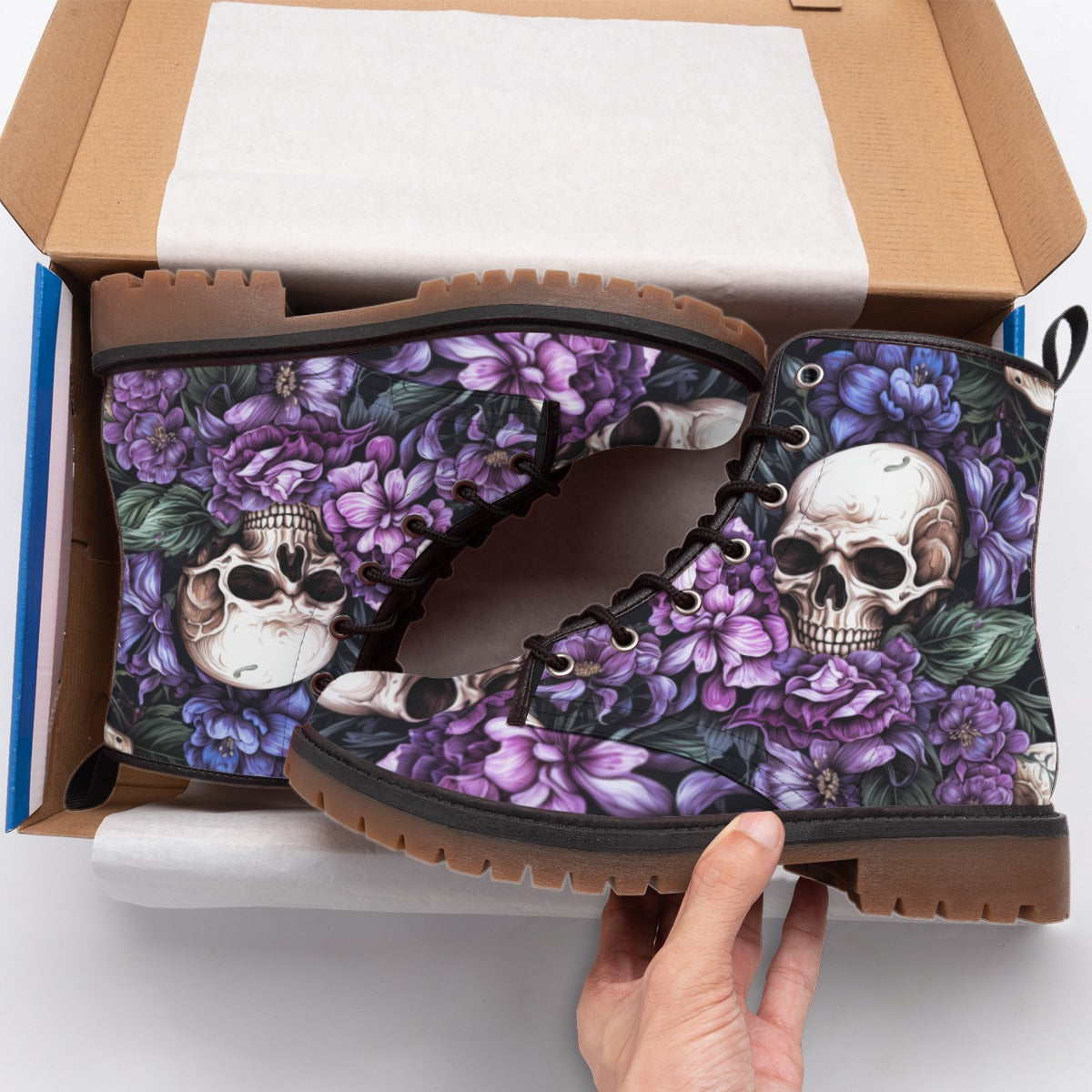 Mystic Violet Skull Boots - Elegance with an Edge