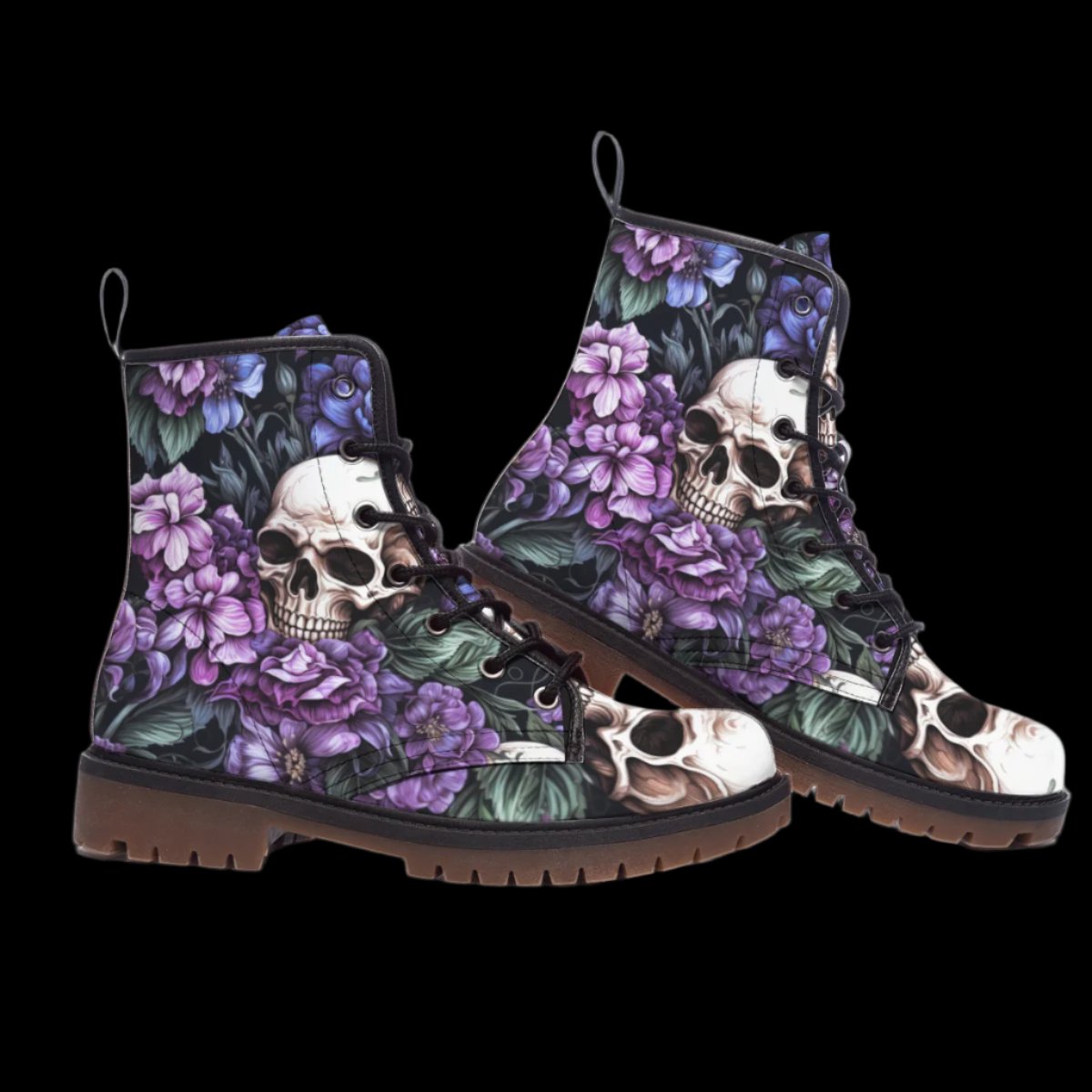 Mystic Violet Skull Boots - Elegance with an Edge