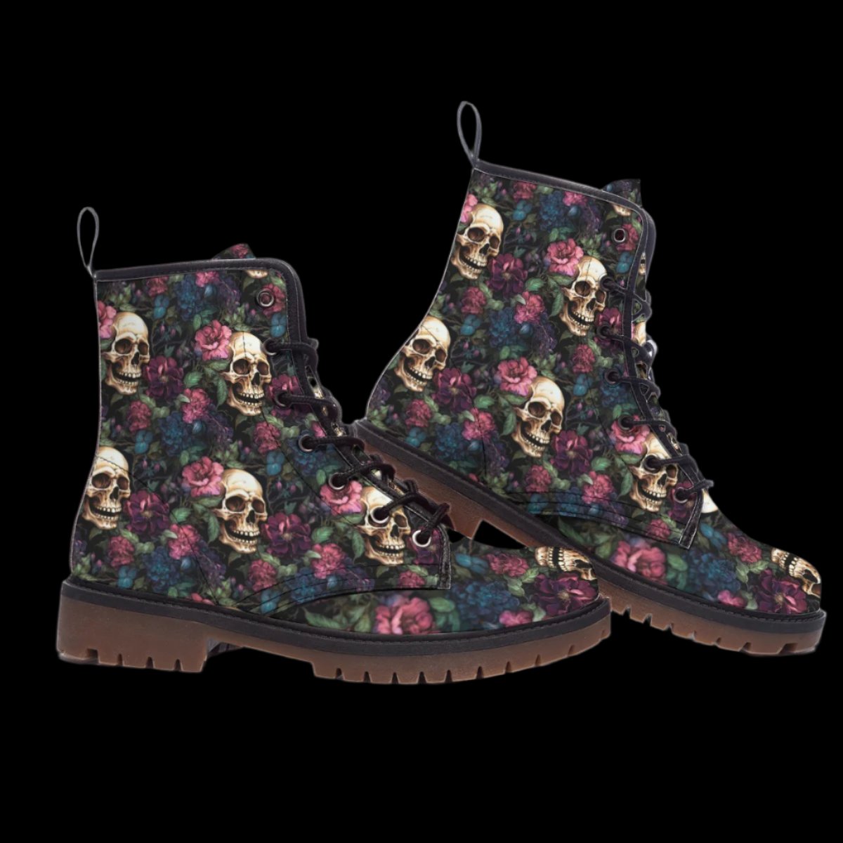 Ethereal Bloom Skull Boots - Dark Elegance for Every Step