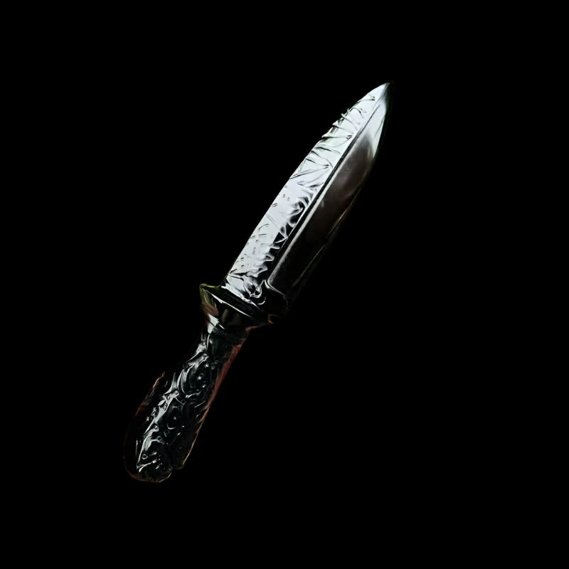 Hand-Carved Black Obsidian Athame - Ceremonial Crystal Blade for Rituals