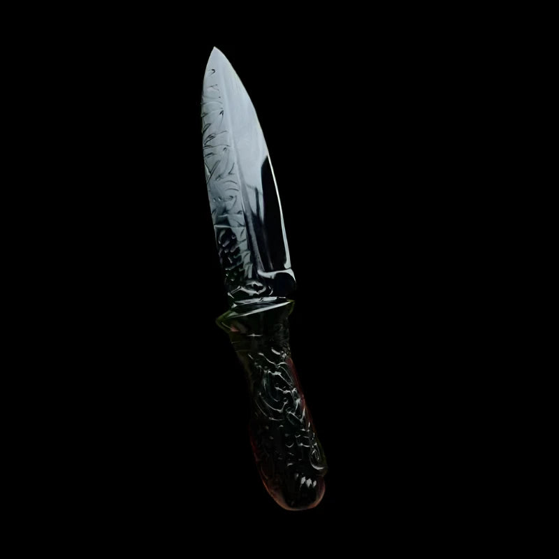 Hand-Carved Black Obsidian Athame - Ceremonial Crystal Blade for Rituals