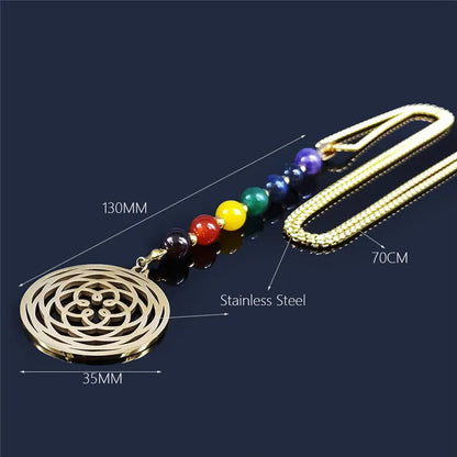 7 Chakra Flower of Life Necklace with Gemstone Beads