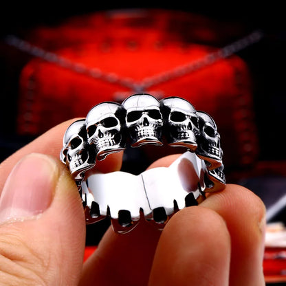 316L Stainless Steel Skull Ring - Men's Gothic Jewelry