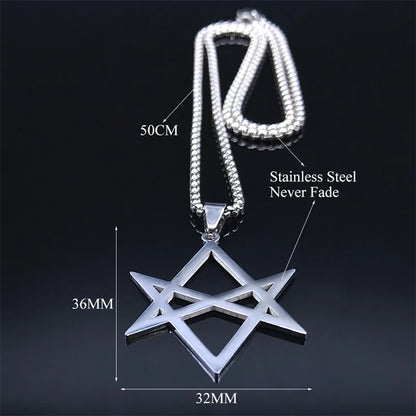 Unicursal Hexagram Necklace - Stainless Steel Occult Pendant