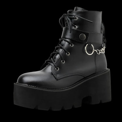 Gothic Punk Chain Ankle Boots – Bold & Edgy