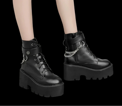 Gothic Punk Chain Ankle Boots – Bold & Edgy