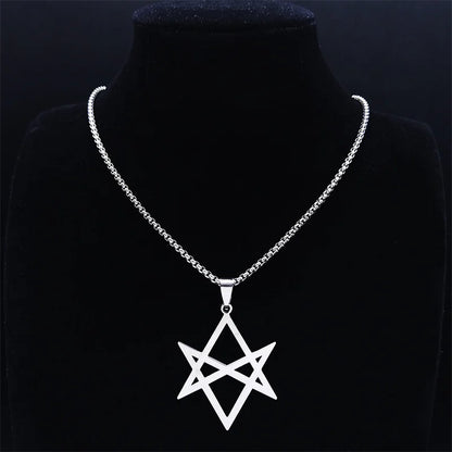 Unicursal Hexagram Necklace - Stainless Steel Occult Pendant