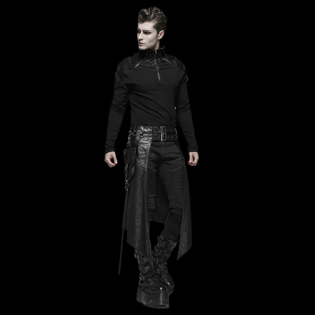 Gothic Men's Half Skirt with Adjustable Buckles and Removable Pockets