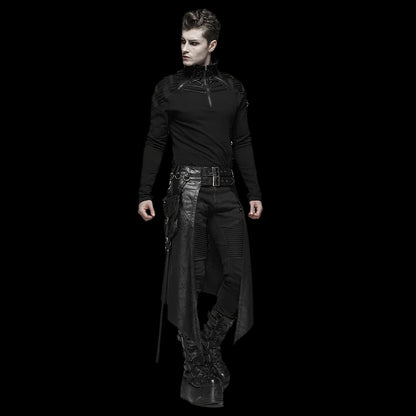 Gothic Men's Half Skirt with Adjustable Buckles and Removable Pockets