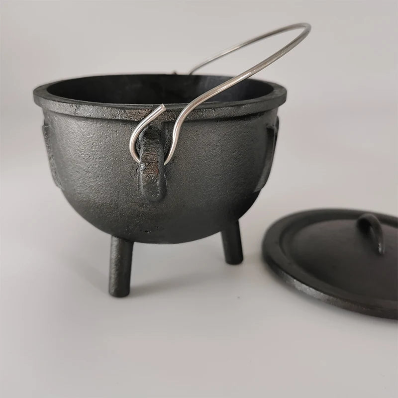 Triple Moon Cast Iron Ritual Cauldron - Preseasoned Witch’s Tool