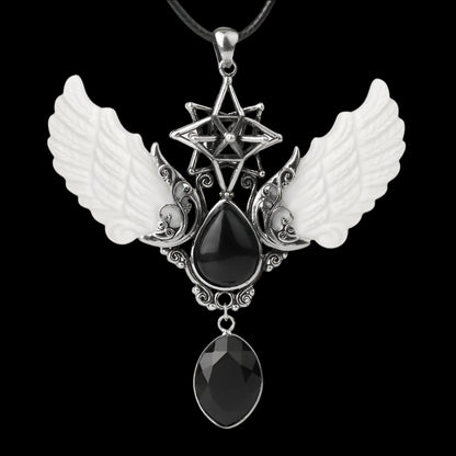 Reiki Natural Crystal Stone Necklace Pendant – Angel Wings, Merkaba & Water Drop