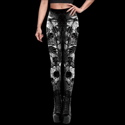 Grunge Skull Warrior Leggings – Dark Gothic Edge