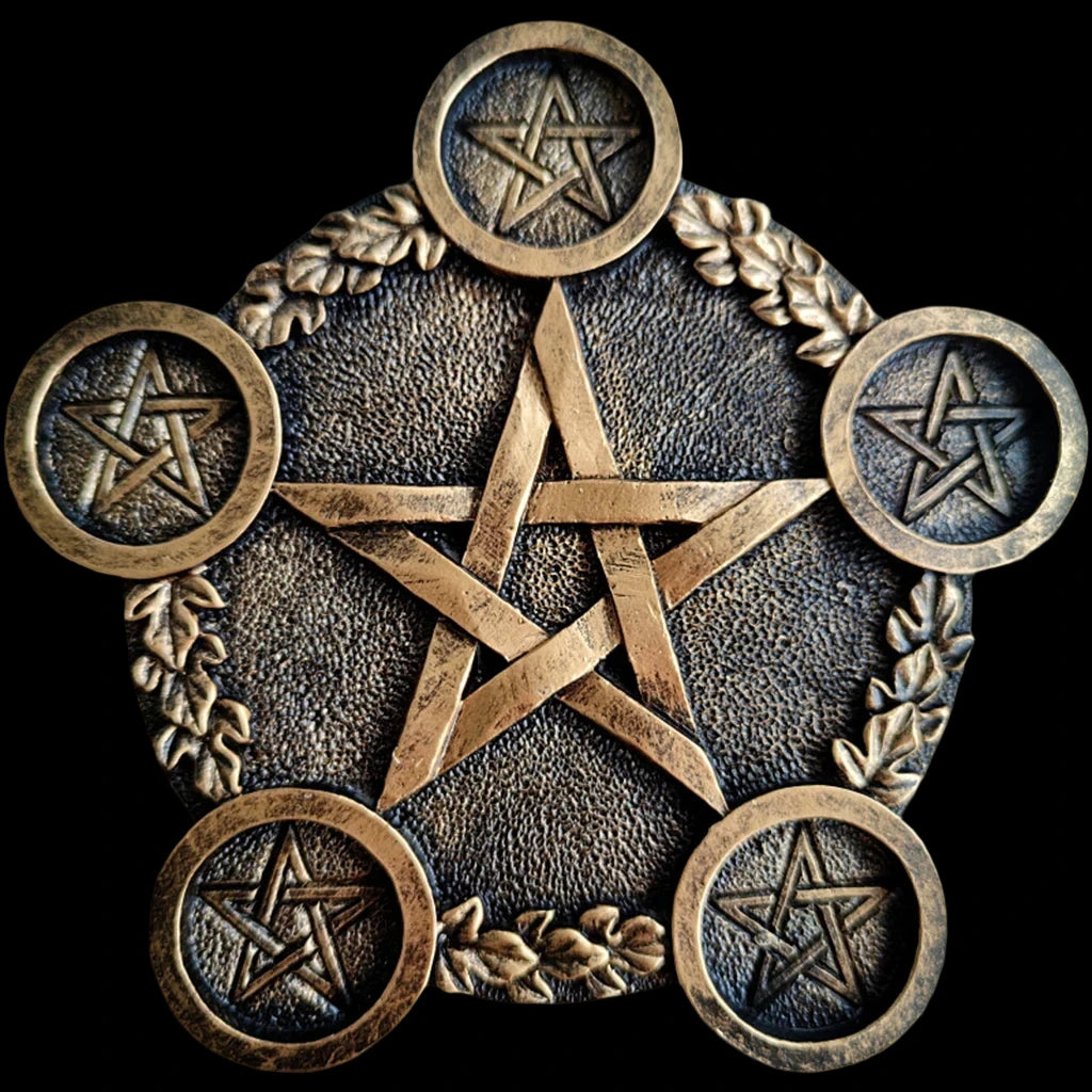 Pentagram Candle Holder Altar Plate – Mystical Resin Tea Light Stand