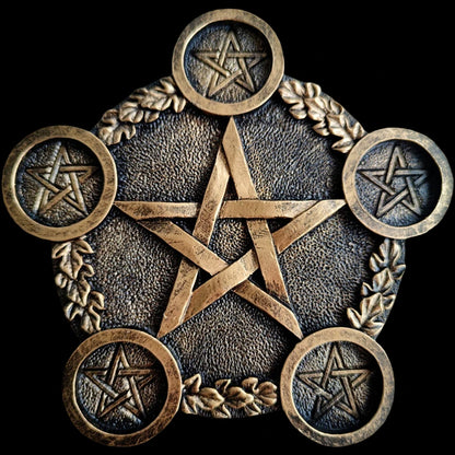 Pentagram Candle Holder Altar Plate – Mystical Resin Tea Light Stand