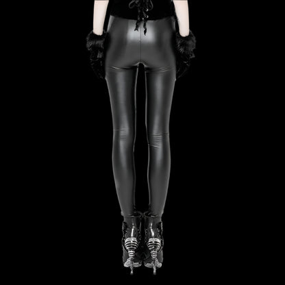 Gothic LOVE Embroidered Leather Leggings