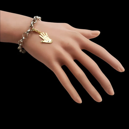 Golden Hand Vintage Charm - 925 Sterling Silver with Zircon