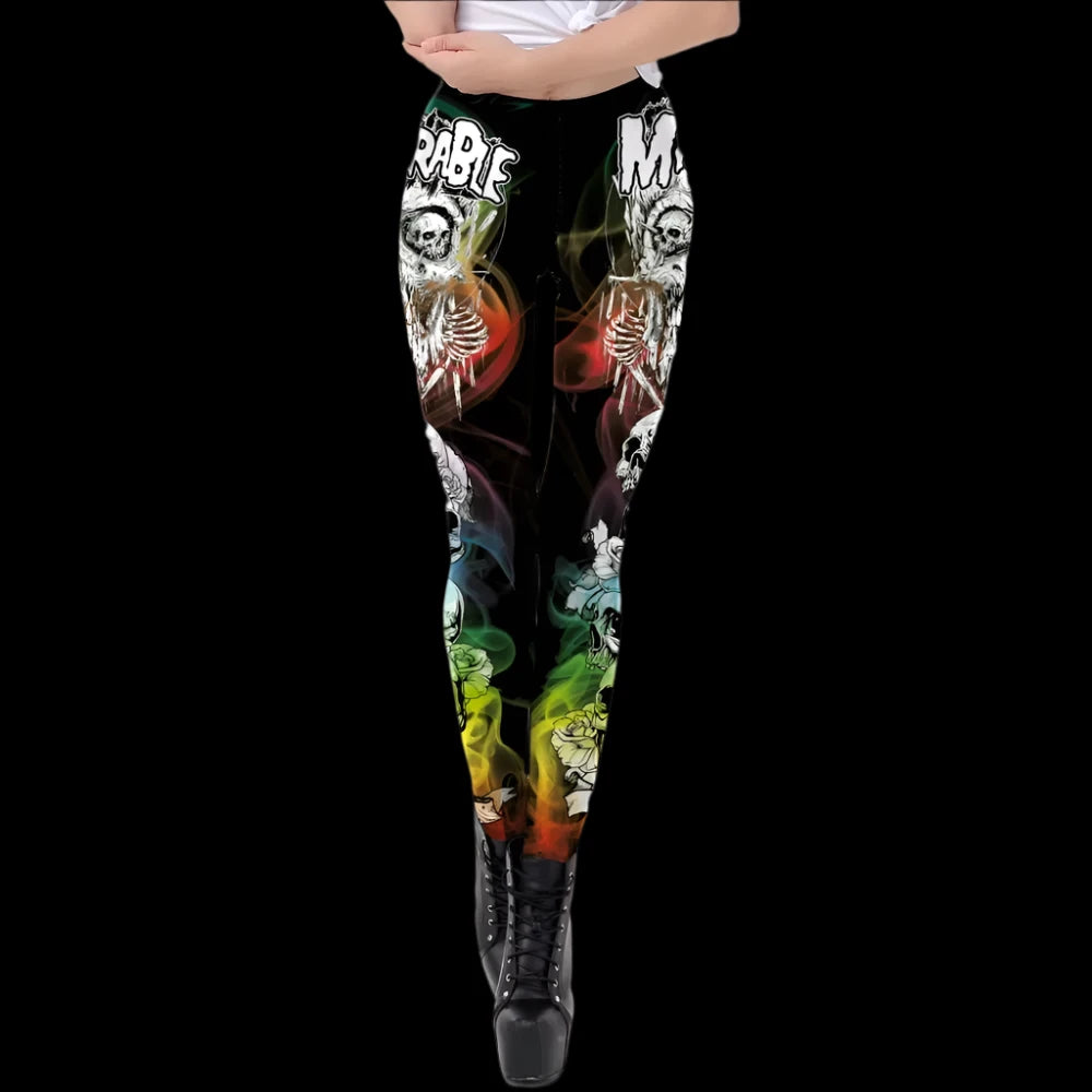 Rainbow Skulls Graffiti Leggings – Misfit Gothic Vibes