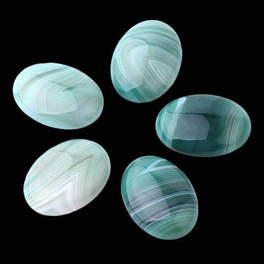 Natural Green Veins Agate Oval Cabochon - 25x35mm (1 Piece)