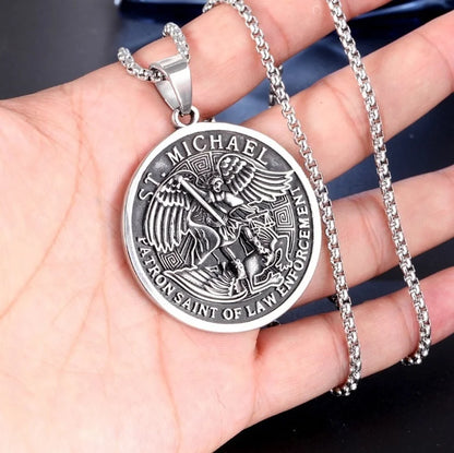 Archangel Saint Michael Round Medal Pendant