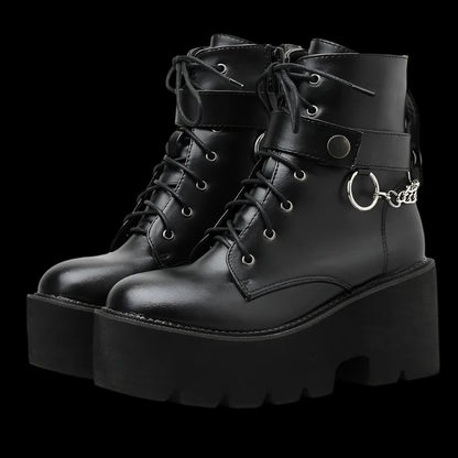 Gothic Punk Chain Ankle Boots – Bold & Edgy