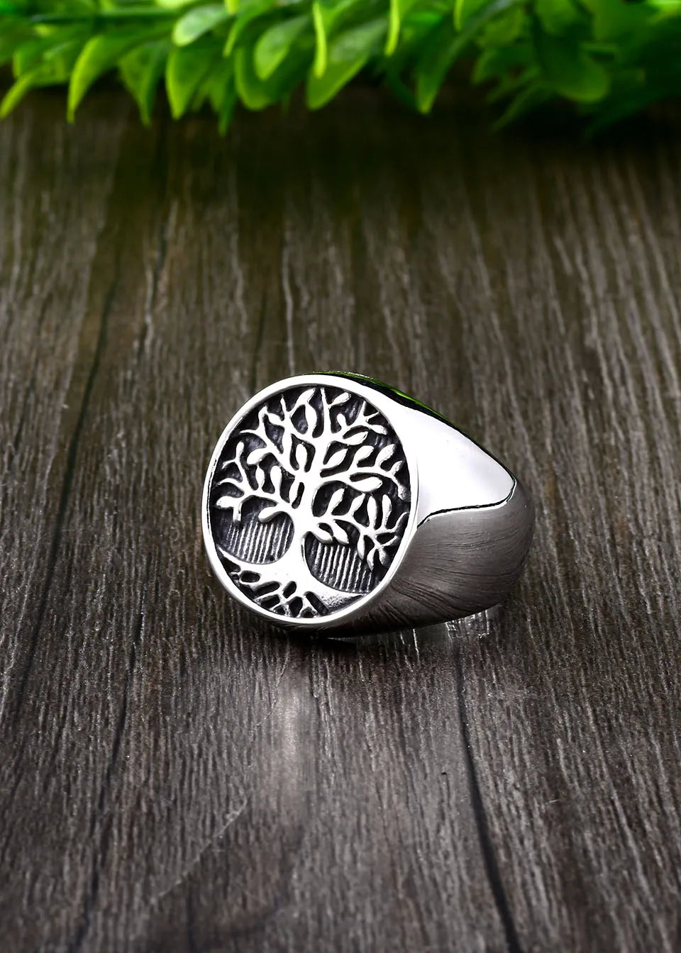 Nordic Tree of Life Signet Ring – 316L Stainless Steel Viking Amulet for Men