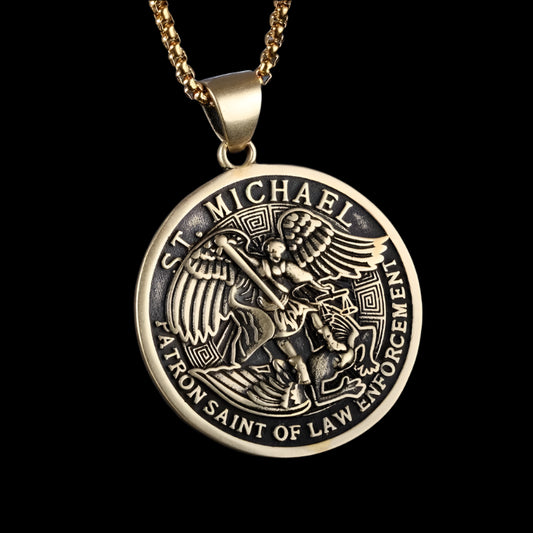 Archangel Saint Michael Round Medal Pendant