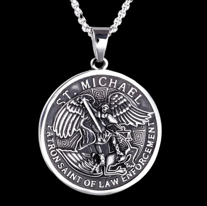 Archangel Saint Michael Round Medal Pendant