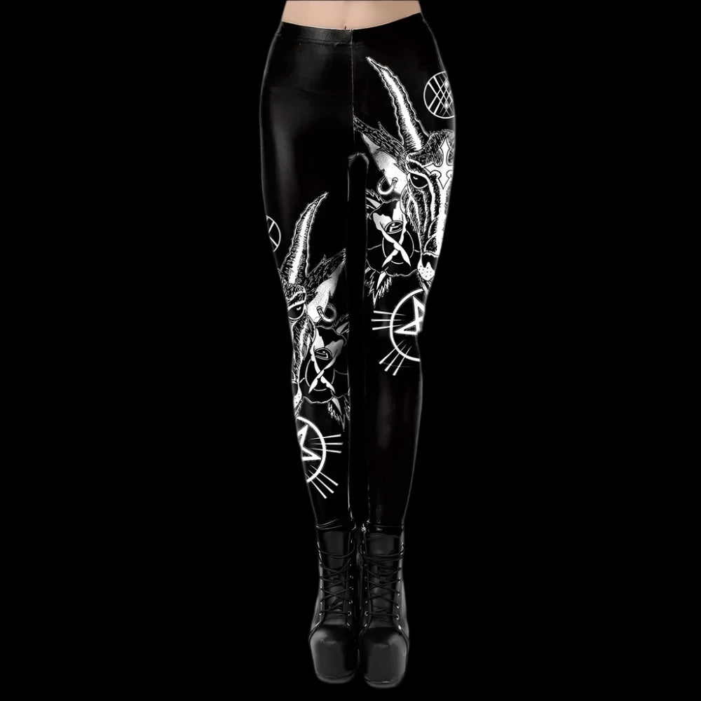 Baphomet Gothic Leggings – Mystical Dark Aesthetic