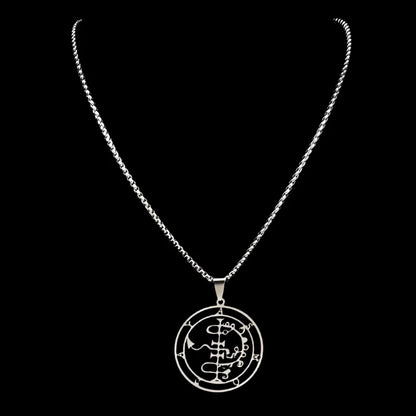 Sigil of Lucifer Stainless Steel Satanic Necklace – 35mm Pendant