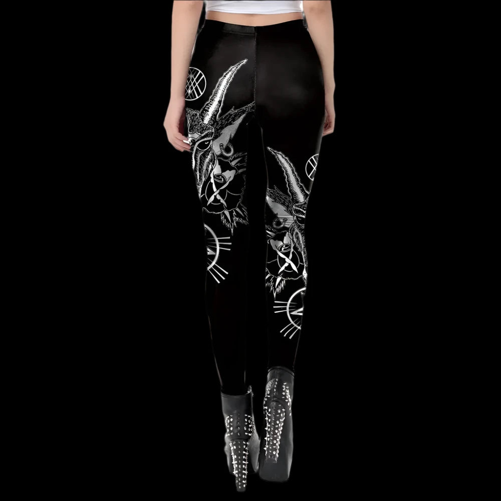 Baphomet Gothic Leggings – Mystical Dark Aesthetic