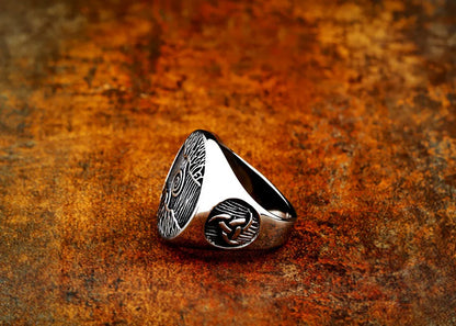 Nordic Tree of Life Signet Ring – 316L Stainless Steel Viking Amulet for Men