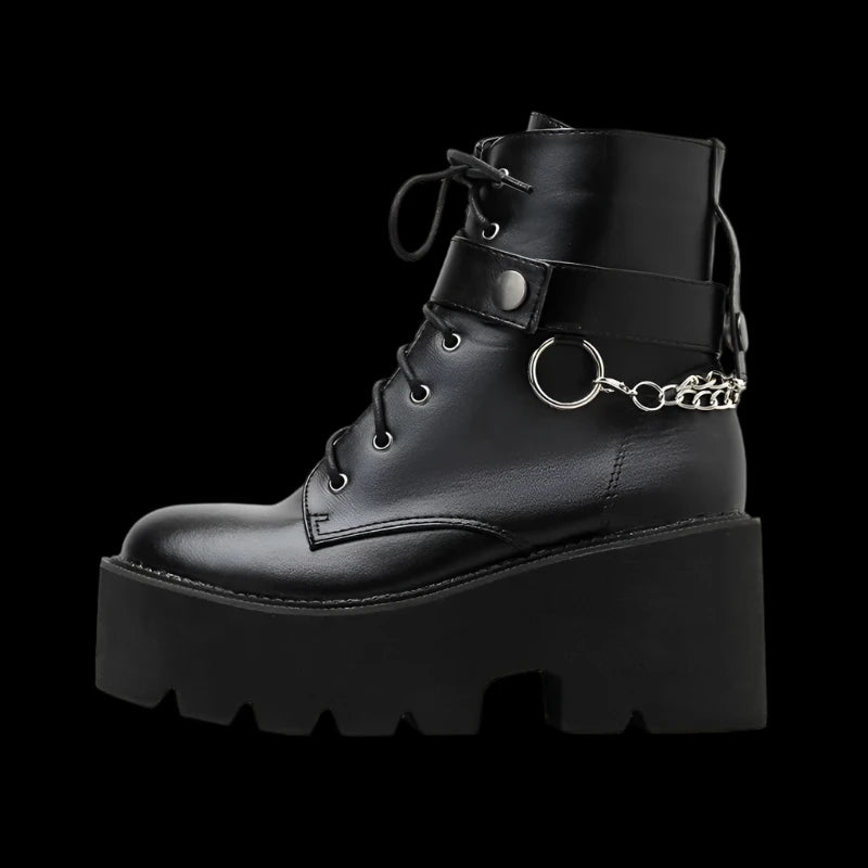 Gothic Punk Chain Ankle Boots – Bold & Edgy