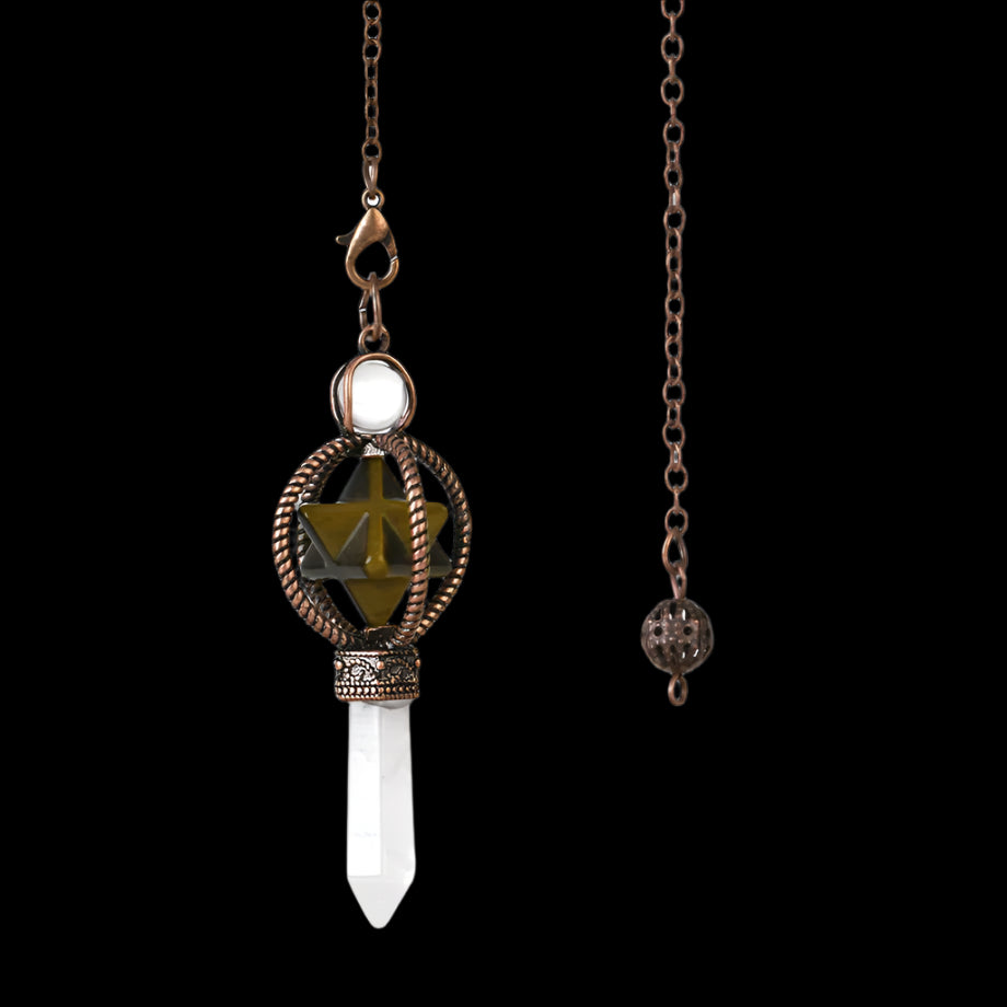 Natural Crystal Pendulum with Copper Chain - Witchy Divination Tool