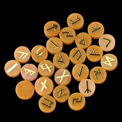 25PCS Natural Crystal Rune Set – Sacred Symbol Healing Stones