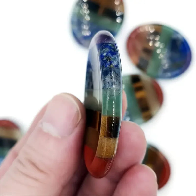 7 Chakra Oval Healing Stone - Natural Gemstone Chakra Balancing Tool