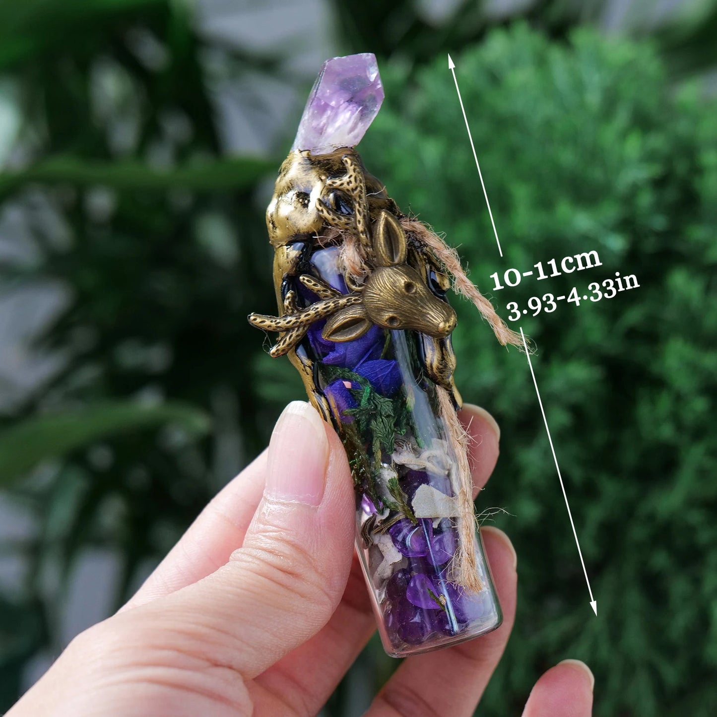 Enchanted Natural Crystal Gemstone Wishing Bottle - Energy & Divination Container (Random Design)