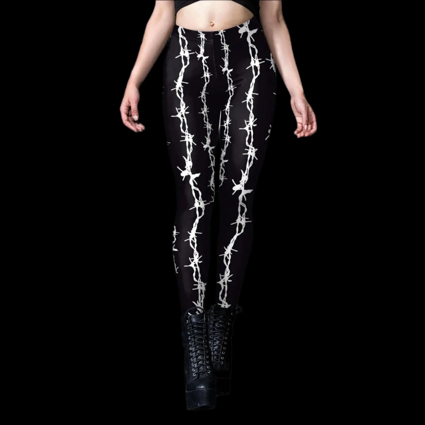 Barbed Wire Gothic Leggings – Edgy Statement Style