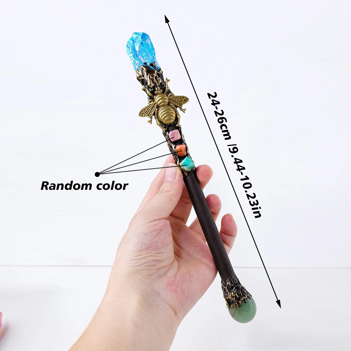 Enchanted Aura Crystal Wand - Rainbow Magic Stone Scepter