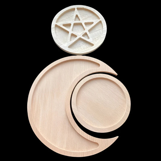 Wooden Pentagram & Moon Altar Tile