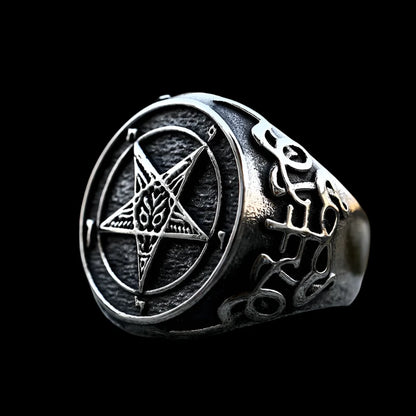 Pentagram Five-Point Star Ring - Stainless Steel Gothic Statement Jewelry