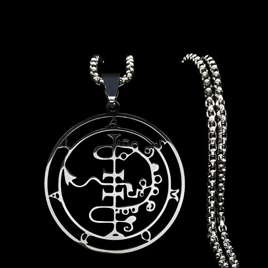 Sigil of Lucifer Stainless Steel Satanic Necklace – 35mm Pendant