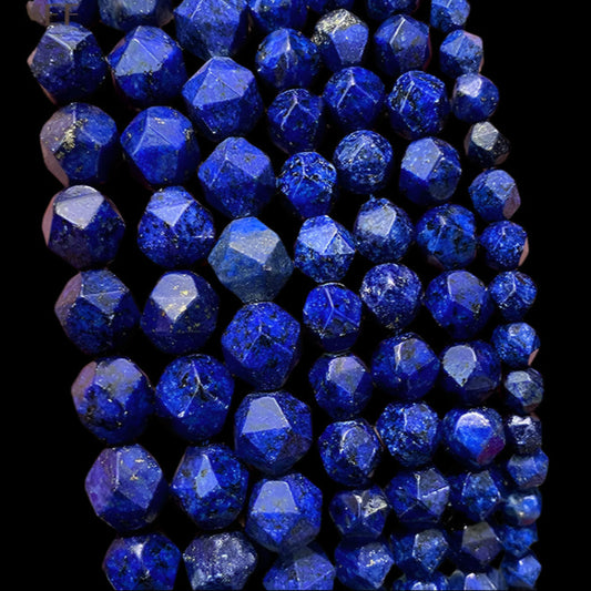 Faceted Lapis Lazuli Beads – Natural Blue Gemstone Spacers for Jewelry Crafting