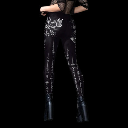 Rune Butterfly Enchanted Leggings – Mystical Gothic Elegance