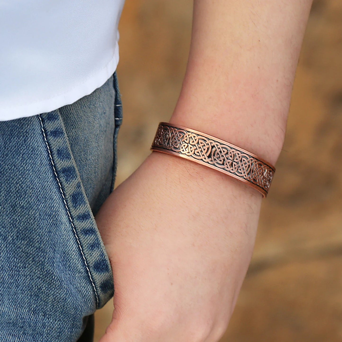 Celtic Copper Magnetic Bracelet - Adjustable Energy Cuff