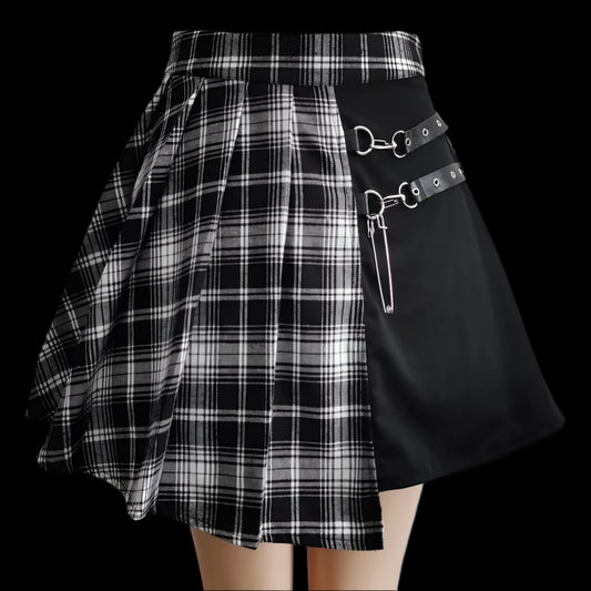 Gothic Plaid High Waist Pleated Mini Skirt