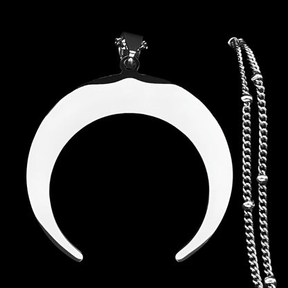 Witchy Crescent Moon Pendant Stainless Steel Necklace