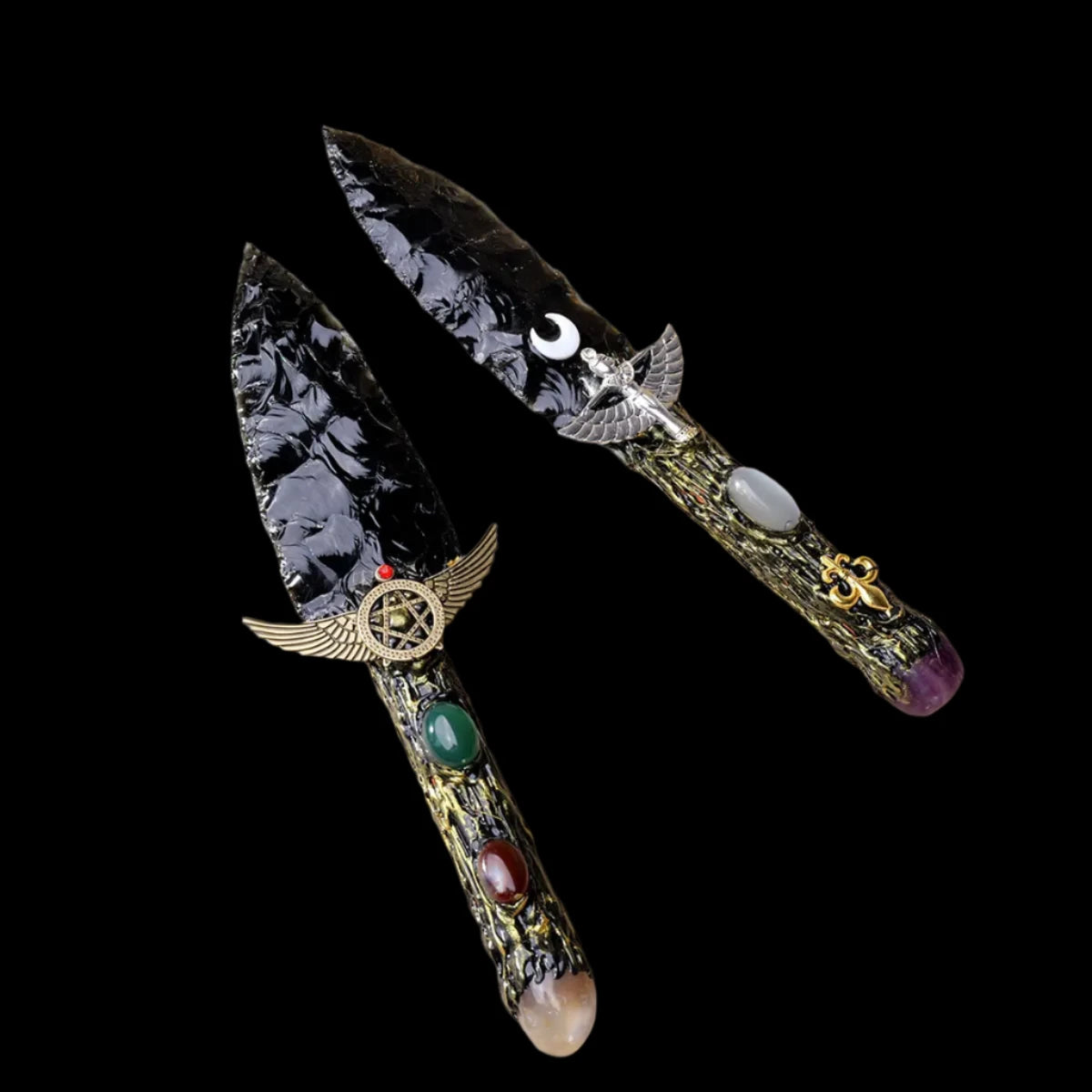 Enchanted Obsidian Ritual Dagger - Handcrafted Crystal Athame