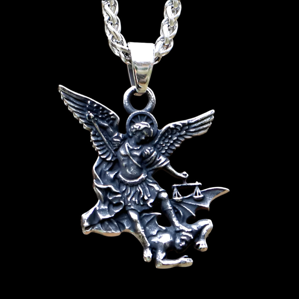 St. Michael The Archangel Pendant Necklace – Stainless Steel Patron Saint Protection